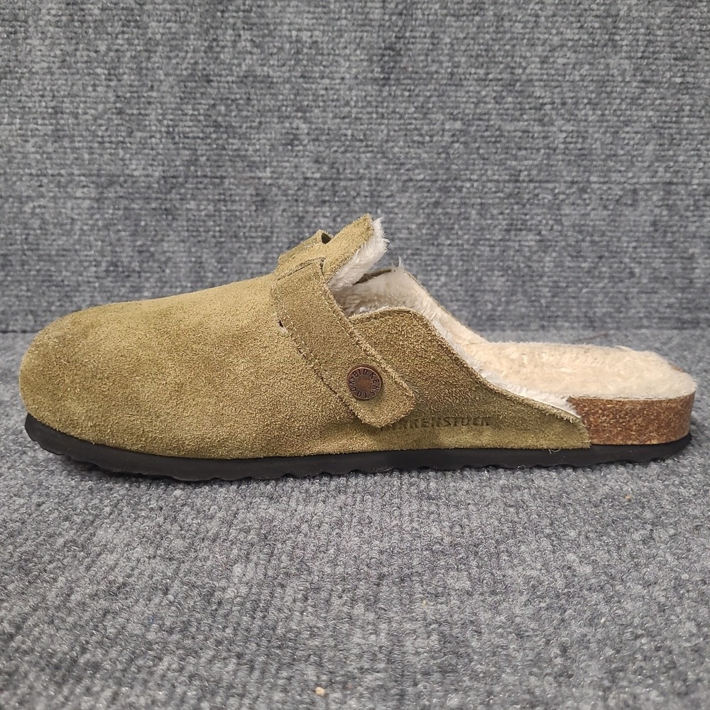 Birkenstock Boston Shearling Clogs EU 41 /Ladies 10 Sage Green Suede Shoes Mules - Picture 14 of 16
